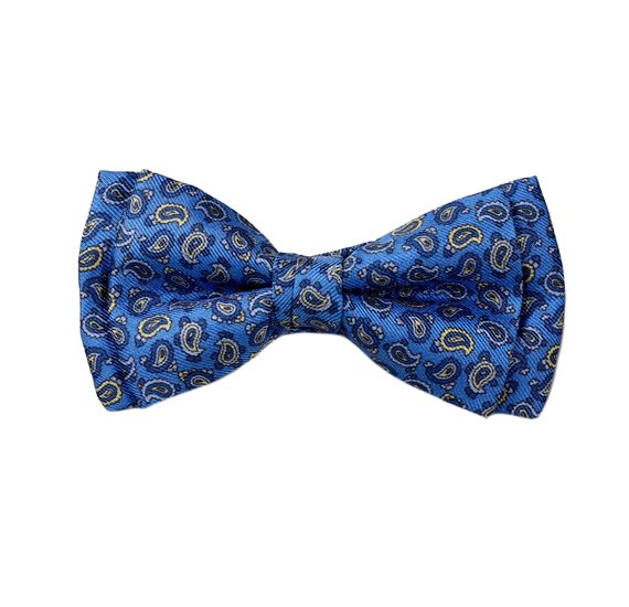 Noeud Papillon Enfant en Soie Paisley Bleu