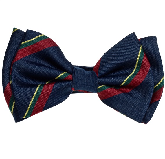 Noeud Papillon Enfant en Soie à Rayures Bleu Marine et Grenat