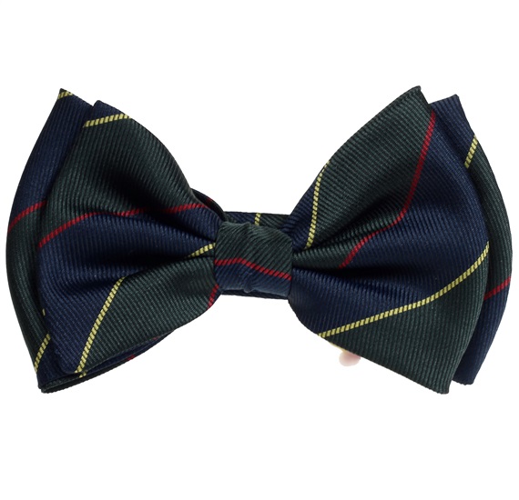 Noeud Papillon Enfant en Soie à Rayures Bleu Marine et Vert