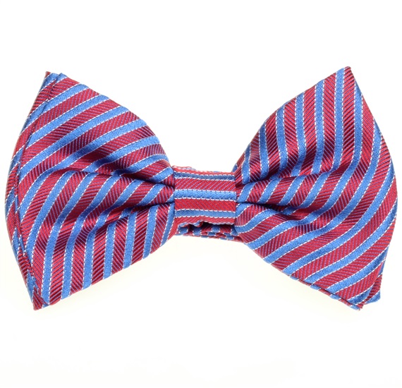 Noeud Papillon Enfant en Soie Rayures Bleues et Rouges
