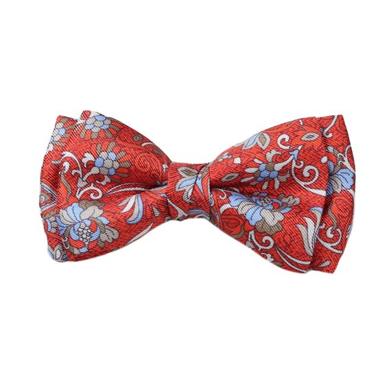 Noeud Papillon Enfant Soie Terre Cuite Fleurs Paisley