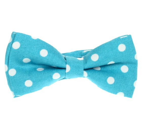 Noeud Papillon Enfant Turquoise à Pois Blancs