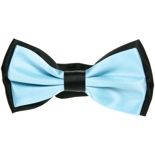 Noeud Papillon en Satin Bicolore Bleu Ciel et Noir