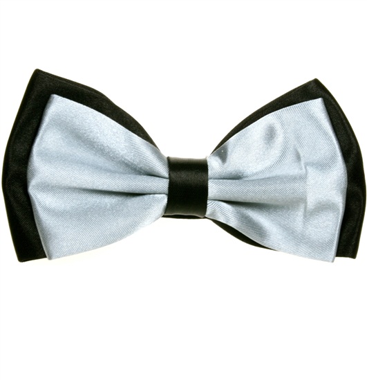 Noeud Papillon en Satin Bicolore Gris et Noir