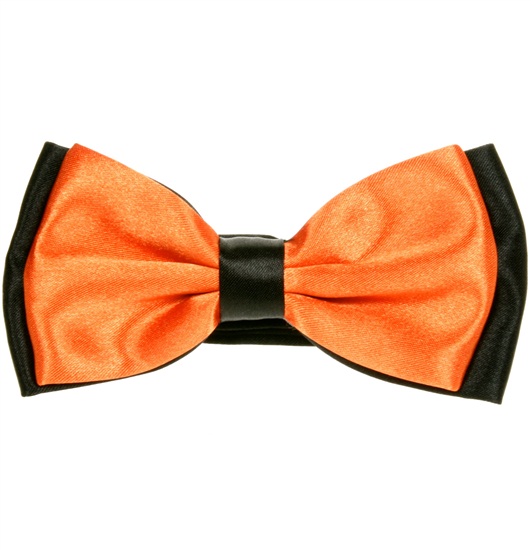 Noeud Papillon en Satin Bicolore Orange et Noir