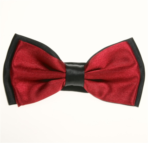 Noeud Papillon en Satin Bicolore Noir et Grenat