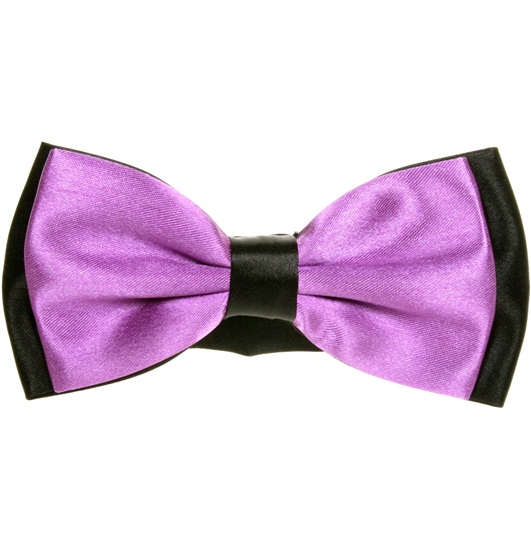 Noeud Papillon en Satin Bicolore Noir et Violet