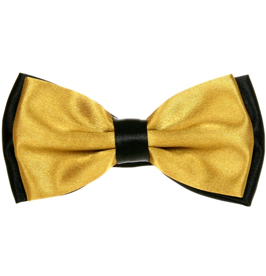 Noeud Papillon en Satin Bicolore Noir et Ocre