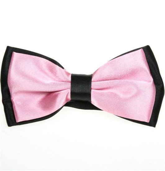 Noeud Papillon en Satin Bicolore Noir et Rose