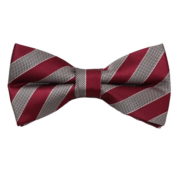 Noeud Papillon à Rayures Bordeaux et Beige
