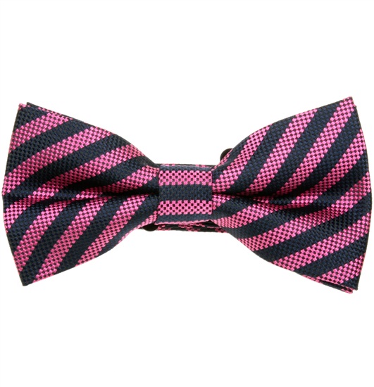 Noeud Papillon Rayures Magenta et Bleu Marine