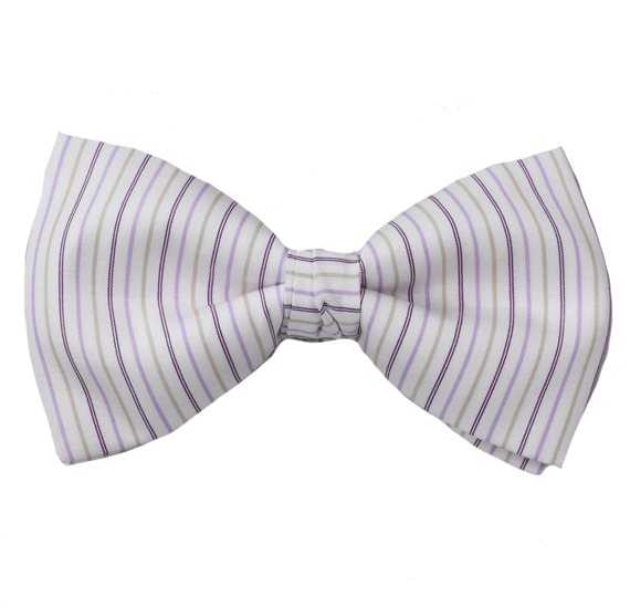 Noeud Papillon Rayures Mauve et Beige