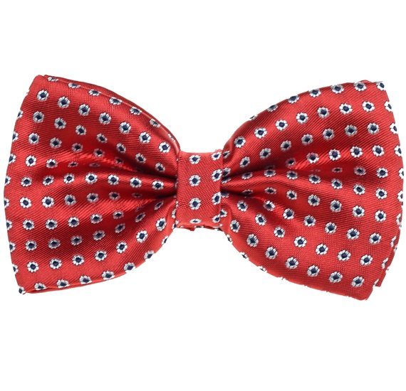 Noeud Papillon Rouge Corail avec Marguerites Blanches