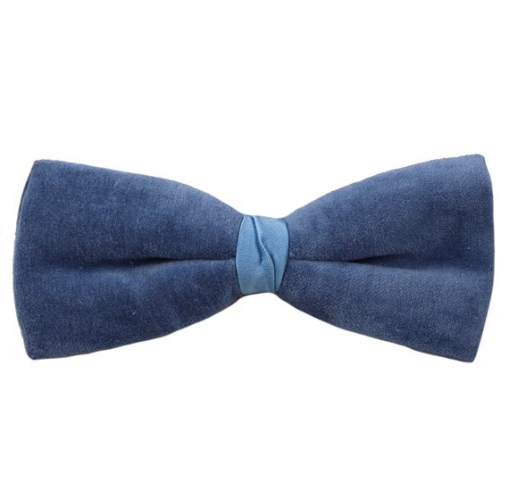 Noeud Papillon en Velours Bleu avec Satin