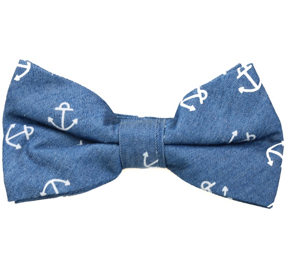 Noeud Papillon en Denim avec Ancres Blanches