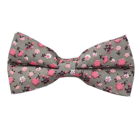 Noeud Papillon Vert Fleurs Roses