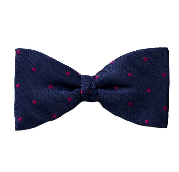 Papillon et Mouchoir Bleu à Pois Magenta