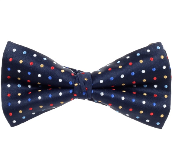 Noeud Papillon et Mouchoir Bleu à Pois Multicolores