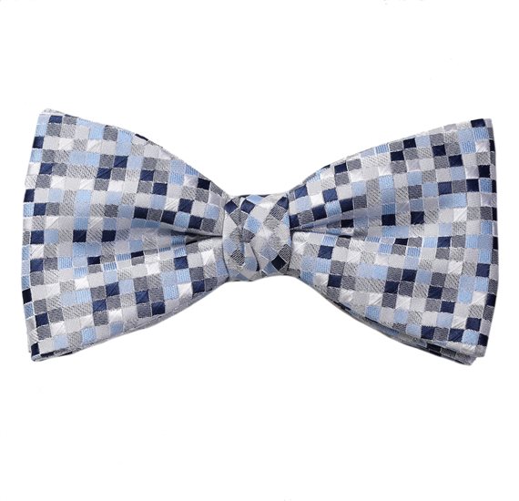 Noeud Papillon et Mouchoir Bleu Design Géométrique