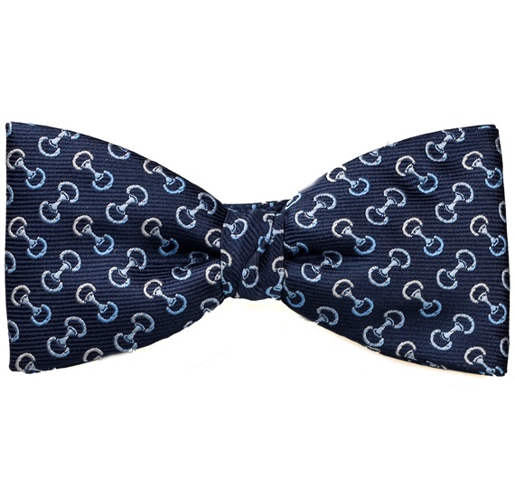 Pochette et Noeud Papillon Bleu Marine avec Étriers d'Équitation