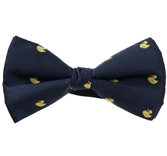 Noeud Papillon et Mouchoir Bleu Marine avec Canards Jaunes