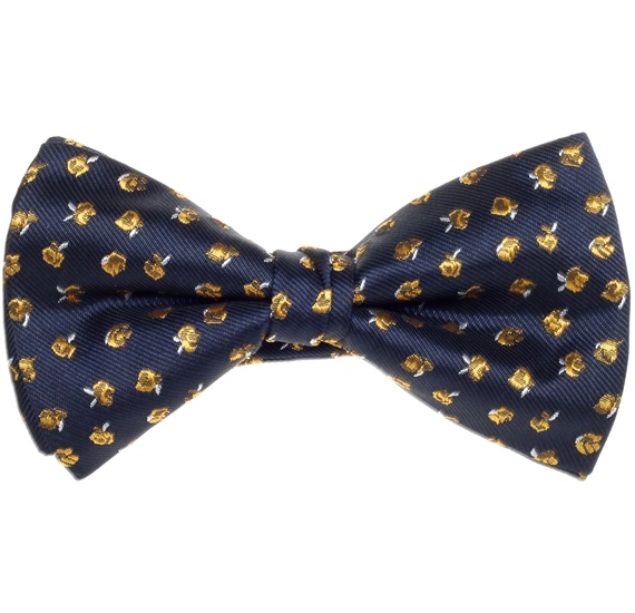 Noeud Papillon et Mouchoir Bleu Marine avec Roses