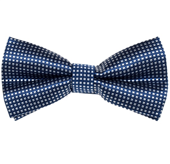 Noeud Papillon et Mouchoir Bleu Marine à Carreaux Blancs