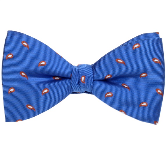 Noeud Papillon et Mouchoir Bleu Cachemire Marron