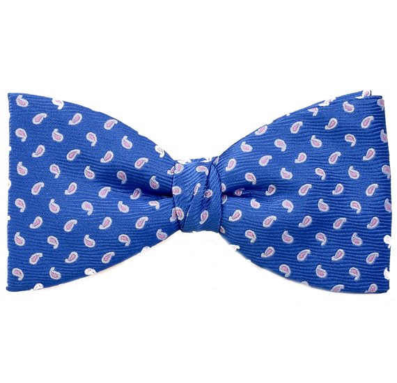 Noeud Papillon et Mouchoir Bleu Ciel avec Cachemire Rose