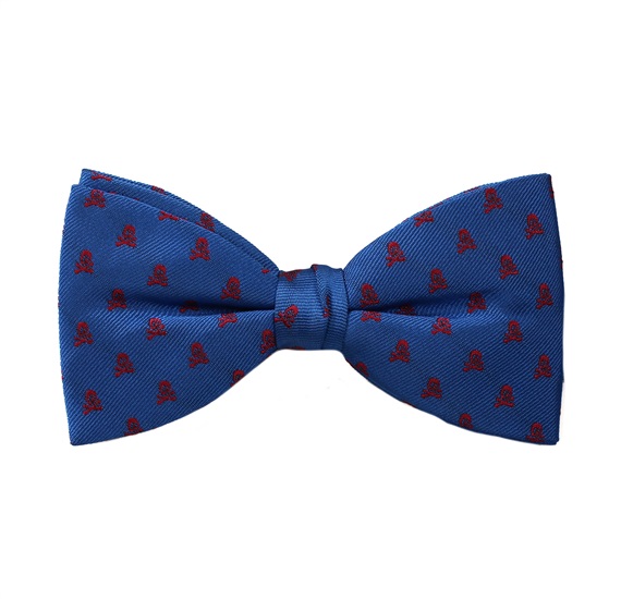 Noeud Papillon et Mouchoir Bleu avec Crânes Rouges