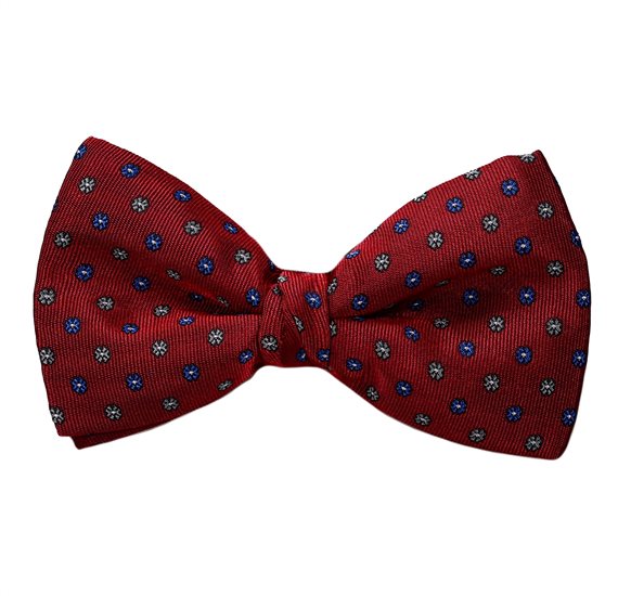 Noeud Papillon et Mouchoir Bordeaux avec Fleurs
