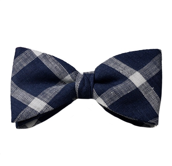 Noeud Papillon et Mouchoir Carreaux Bleu Marine