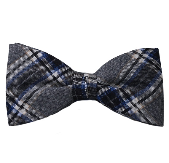 Noeud Papillon et Mouchoir Carreaux Gris et Bleu