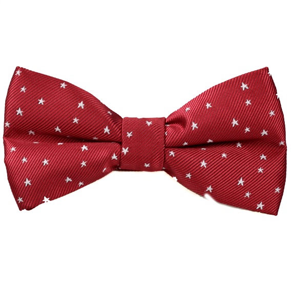 Noeud Papillon et Mouchoir Bordeaux avec Étoiles Blanches