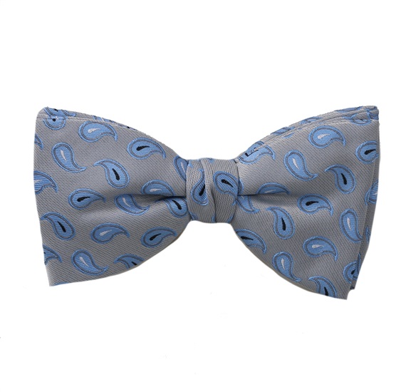 Pajarita y Pañuelo Gris Cachemir Azul