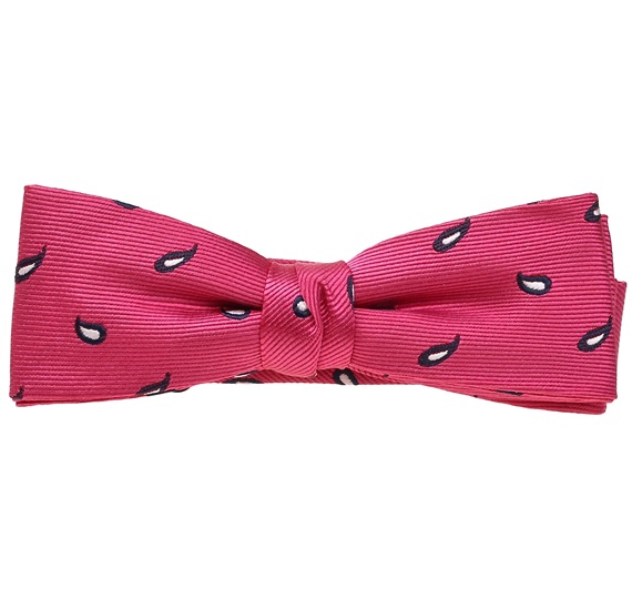 Noeud Papillon et Mouchoir Magenta avec Cachemire Bleu