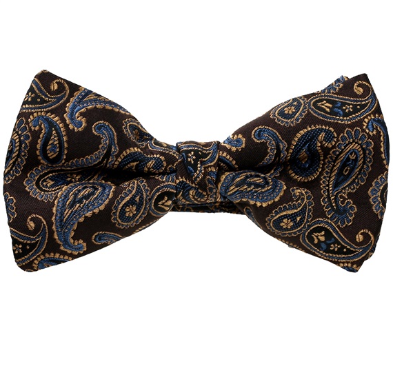 Noeud Papillon et Mouchoir Marron Cachemire Bleu