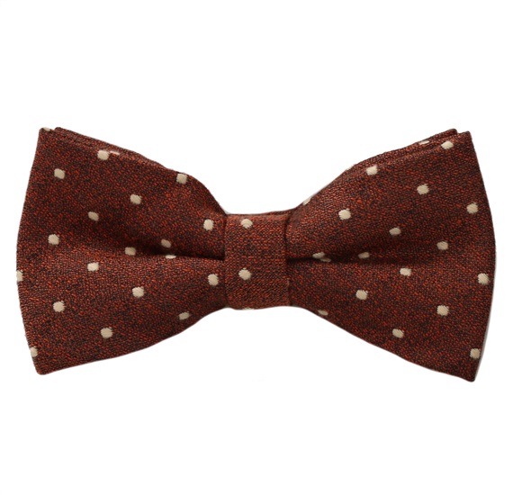 Papillon et Mouchoir Marron à Pois Beige
