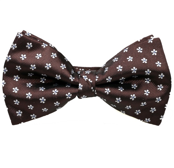 Noeud Papillon et Mouchoir Marron avec Marguerites