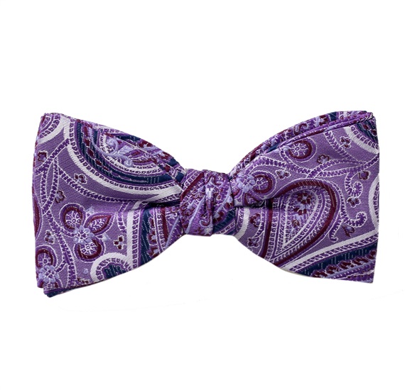Noeud Papillon et Mouchoir Violet Cachemire Lilas