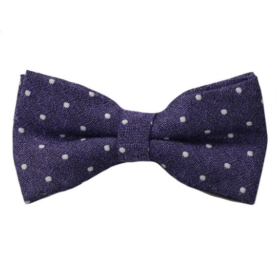 Noeud Papillon et Mouchoir Violet à Pois Blancs