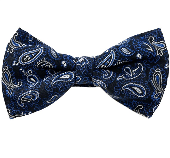 Noeud Papillon et Mouchoir Noir Cachemire Bleu Canard