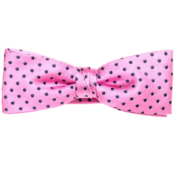 Papillon et Mouchoir Enfant en Soie Rose à Pois Noirs