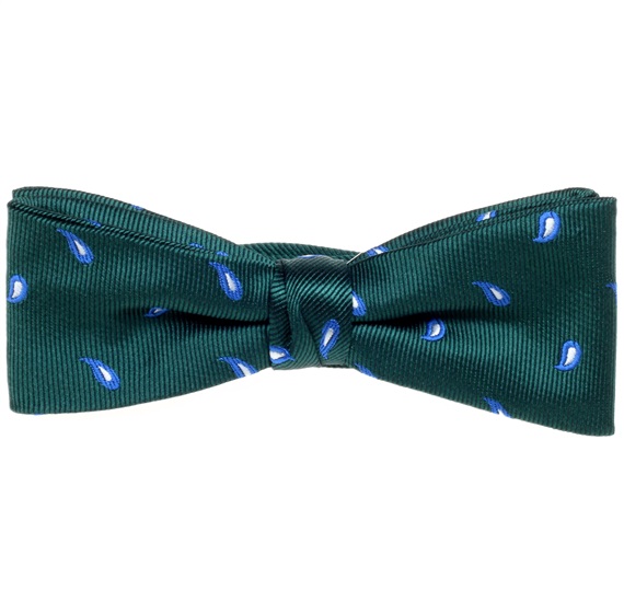 Papillon et Mouchoir Enfant Vert Foncé à Motif Cachemire Bleu