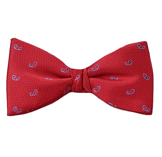 Noeud Papillon et Mouchoir Rouge Paisley Bleu