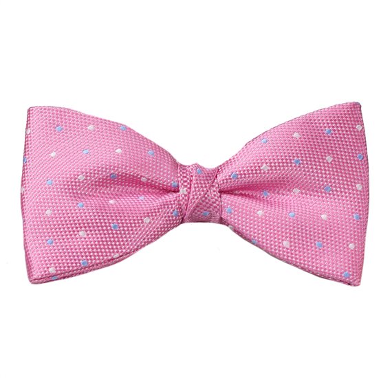 Noeud Papillon et Mouchoir Rose à Pois