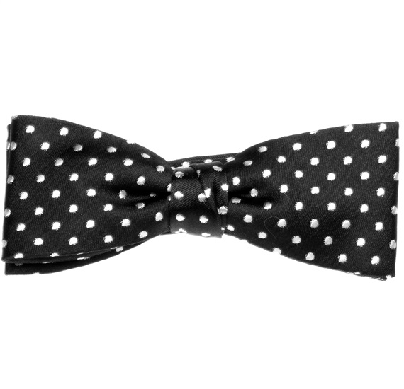 Noeud Papillon et Mouchoir en Soie Enfant Noir à Pois Blancs