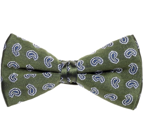 Noeud Papillon et Mouchoir Vert Olive Cachemire