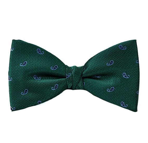 Papillon et Mouchoir Vert Foncé Paisley Bleu
