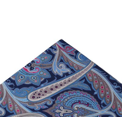 Mouchoir de Poche Bleu Damas